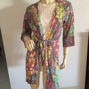 M missoni floral belted wrap front cardigan duster